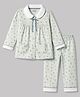 CUCUMBER Sinker Knit Full Sleeves Shirt & Pyjama Night Suit Floral Print With Bow Applique - Light Green