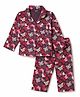 CUCUMBER Sinker Knit Full Sleeves  Co-Ords Butterfly Printed Shirt & Pajama Night Suit - Purple
