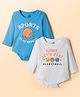 Doodle Poodle 100% Cotton Knit Full Sleeves Sports Theme Printed Onesies Pack Of 2 - Blue & White