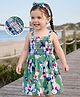 Babyhug Cotton Woven Sleeveless Frock With Floral Print& Hairband- Green