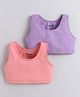 BUMZEE Cotton Knit Pack Of 2 Sleeveless Solid Bra - Peach & Lavender