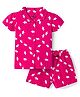 Doodle Poodle 100% Cotton Knit Half Sleeves Floral Printed Co-Ords Shirt & Shorts Night Suit - Pink