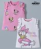 Babyhug Disney 100% Cotton Knit Sleeveless Tank T-Shirts With Minnie Mouse & Friends Graphic Pack of 2 - Pink & White