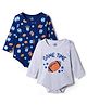 Doodle Poodle 100% Cotton Knit Full Sleeves Sports Theme Printed Onesies Pack Of 2 - Navy Blue & Grey