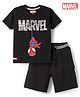 Babyhug Marvel Single Jersey Knit Half Sleeves T-Shirt & Shorts Set With Spiderman Graphics - Black