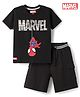 Babyhug Marvel Single Jersey Knit Half Sleeves T-Shirt & Shorts Set With Spiderman Graphics - Black