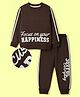 OLLINGTON ST. Looper Knit Full Sleeve Winter Wear Sweatshirt &  Joggers Set with Text Print - Brown
