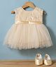 Bluebell Net Woven Sleeveless Party Dress with Floral Applique & Booties - Cream
