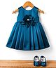Bluebell Satin Sleeveless Pleated Party Dress with Floral Applique and Booties  - Royal Blue