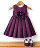Bluebell Satin Sleeveless Pleated Party Dress with Floral Applique and Booties - Wine