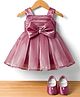 Bluebell Tissue Woven Sleeveless Solid Pleated Party Dress With Bow Applique - Pink