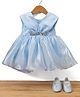 Bluebell Satin Woven Sleeveless Party Dress With Embellishment & Booties - Light Blue