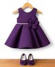 Bluebell Satin Woven Sleeveless Fit & Flare Solid Colour Party Dress with Floral Applique & Booties - Violet