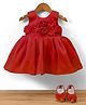 Bluebell Tissue Woven Sleeveless Party Dress With Corsage & Booties - Red