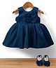 Bluebell Tissue Woven Sleeveless Party Dress With Corsage & Booties - Navy Blue