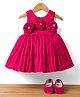 Bluebell Satin Woven Sleeveless Party Frock With Corsage & Booties - Red