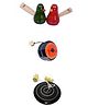 Funwood Games Wooden Toys Set, Includes Bird Whistle, Yo-Yo and Spinning Top
