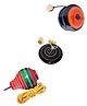 Funwood Games Wooden Spinning Lattoo Set of 3 tops, Multicoloured, Traditional Theme, 3.5 cm Width, Set of 3, Ages 3 Years and Up