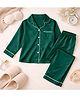 TIPPY TOP Satin Woven Full Sleeves Solid Shirt & Pajama Night Suit - Dark Green