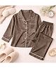TIPPY TOP Satin Woven Full Sleeves Solid Shirt & Pajama Night Suit - Brown