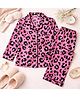 TIPPY TOP Satin Woven Full Sleeves Leopard Pattern Printed Coordinating Shirt & Pajama Night Suit - Pink