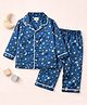 TIPPY TOP Satin Woven Full Sleeves Night Sky Theme Printed Coordinating Shirt & Pajama Night Suit - Blue