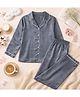 TIPPY TOP Satin Woven Full Sleeves Solid Shirt & Pajama Night Suit - Dark Grey