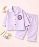 TIPPY TOP Cotton Woven Full Sleeves Bow Applique Detailed & Striped Coordinating Shirt & Pajama Night Suit - Lavender