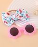 Girls Floral Headband and Round Sunglasses Set - PInk & Blue