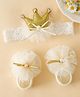 Bonfino Newborn Princess Headband & Crown Socks Combo Set - Off White