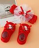 Bonfino Floral Headband and Scarlet Petals Baby Booties Combo Set - Red