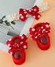 Bonfino Hair Accessories With Little Bow Baby Booties & Headband Combo Set - Red