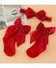 Bonfino Hair Accessories Bow Charm Cozy Socks & Headband Combo Set - Red