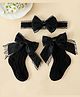Bonfino Hair Accessories With Princess Bow Lace Socks & Headband Set - Black