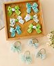 Babyhug Hair Rubber Bands With Bow Applique - Green&Blue