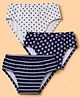 Honeyhap Premium 95% Cotton 5% Spandex Knit Striped & Star Printed Briefs With Bio Finish Pack of 3 -  Peacoat/Whitemelange