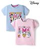 Babyhug Disney Single Jersey Knit Half Sleeves T-Shirt with Mickey & Friends Graphics Pack of 2 -Light Blue & Pink
