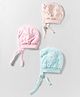 Simply Interlock Knit Printed Baby Caps Pack Of 3 Multicolor - Diameter 19 cm