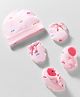 Simply Interlock Knit Cap, Mitten & Booties Set With Car Print Pink - Diameter 11 cm