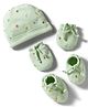 Simply Interlock Knit Cap Mittens & Booties with Fruit Print Green - Diameter 9 cm