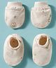 Simply Interlock Knit Mittens & Booties with House Print - Beige