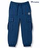Honeyhap Premium 100% Cotton Terry Knit Full Length Lounge Pant With Bio Finish & Text Badge- Blue Opal