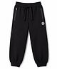 Honeyhap Premium 100% Cotton Terry Knit Full Length Text Printed Cut & Sew Lounge Pant With Bio Finish - Black Beauty