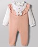 ToffyHouse Knitted Full Sleeves Solid Romper With Bow Applique - Peach