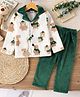 Mark & Mia Full Sleeves Bear Printed Shirt & Pyjama Winter Wear Night Suit - Green