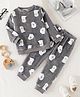 Mark & Mia Full Sleeves Puppy Printed Co-Ords T-Shirt & Pyjama Winter Wear Night Suit - Grey