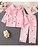 Mark & Mia Full Sleeves Co-Ords Shirt & Pyjama Winter Wear Night Suit with Animal Print - Pink