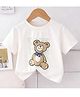 Googo Gaaga Cotton Knit Half Sleeves Angel Heart Text Teddy Printed Tee - White