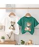 Googo Gaaga Cotton Knit Pack Of 2 Half Sleeves Angel Heart Text Teddy Printed Tees - White & Green