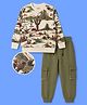 OLLINGTON ST. Looper Knit Full Sleeve Winter Wear Sweatshirt &  Joggers Set with Cactus Print - Olive Green